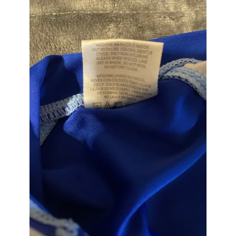 Blue Striped Long Sleeve One Piece Rash Guard Swimsuit Toddler 18-24 Mo. 0458